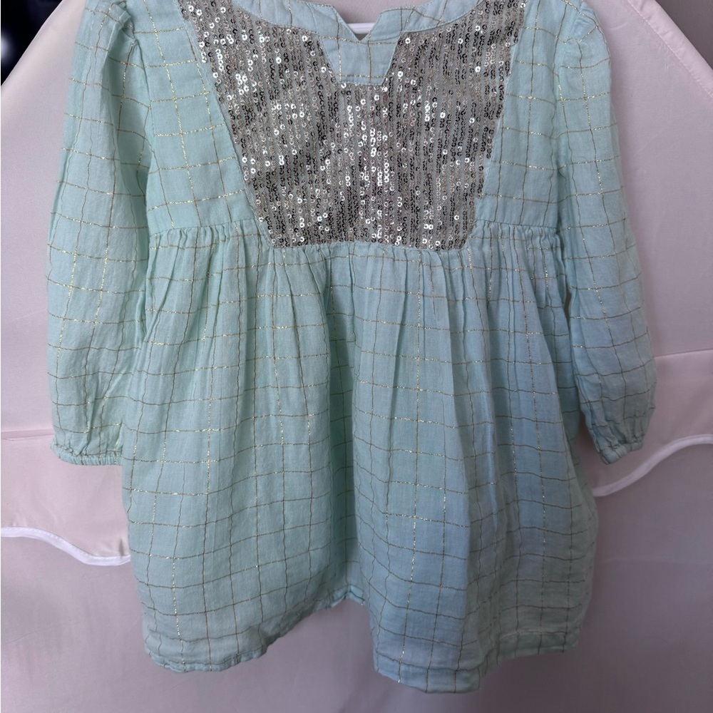 Peek Mint Green Dress with Silver Sequins